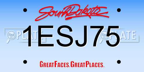 1ESJ75 South Dakota License Plate