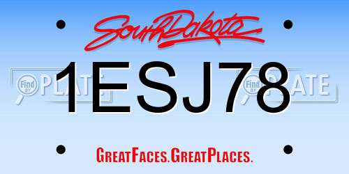 1ESJ78 South Dakota License Plate