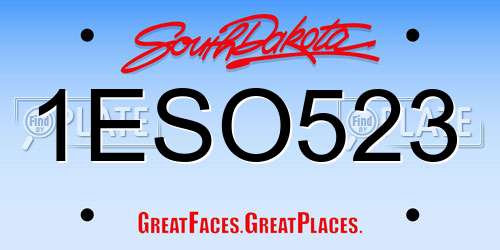 1ESO523 South Dakota License Plate