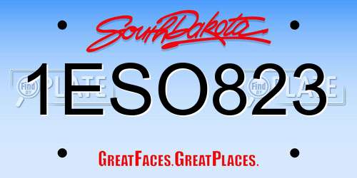 1ESO823 South Dakota License Plate