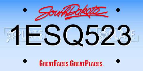 1ESQ523 South Dakota License Plate