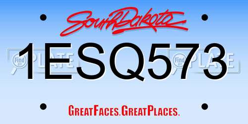 1ESQ573 South Dakota License Plate