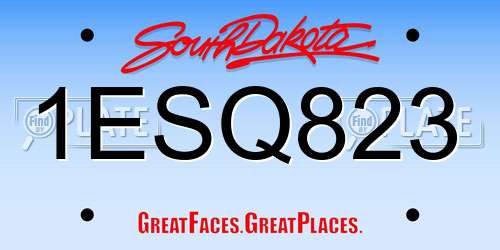 1ESQ823 South Dakota License Plate