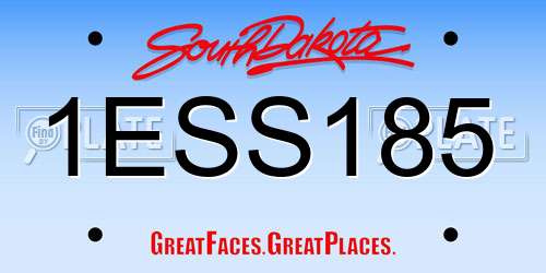 1ESS185 South Dakota License Plate