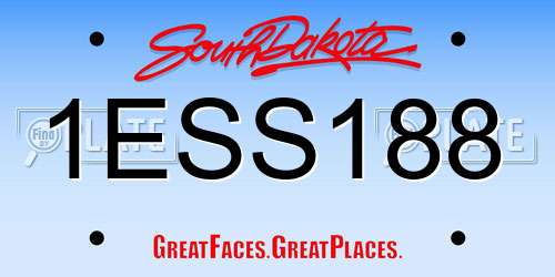 1ESS188 South Dakota License Plate
