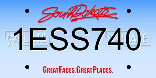1ESS740 South Dakota License Plate