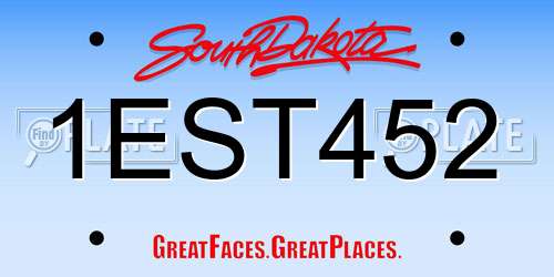 1EST452 South Dakota License Plate