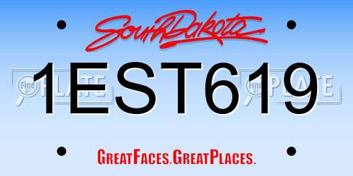 1EST619 South Dakota License Plate