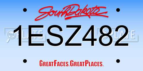 1ESZ482 South Dakota License Plate