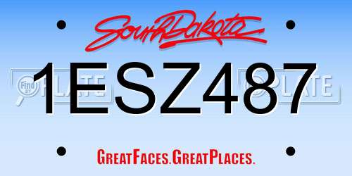 1ESZ487 South Dakota License Plate
