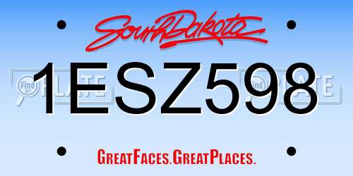 1ESZ598 South Dakota License Plate