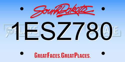 1ESZ780 South Dakota License Plate