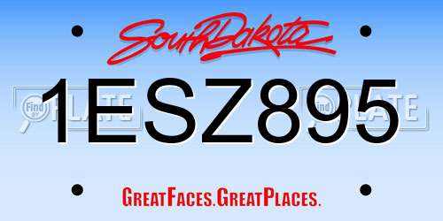 1ESZ895 South Dakota License Plate