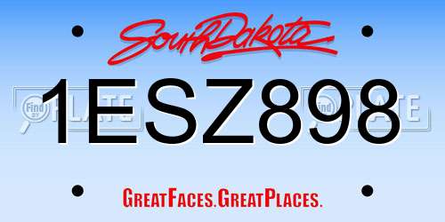 1ESZ898 South Dakota License Plate