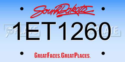 1ET1260 South Dakota License Plate