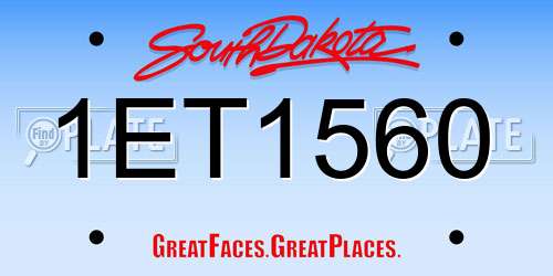 1ET1560 South Dakota License Plate