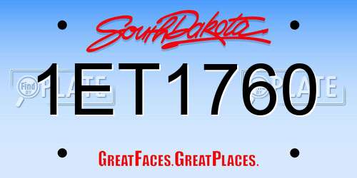 1ET1760 South Dakota License Plate