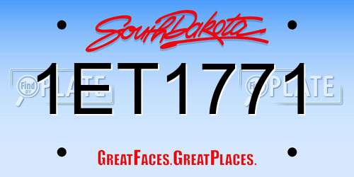 1ET1771 South Dakota License Plate