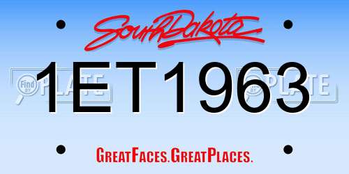 1ET1963 South Dakota License Plate