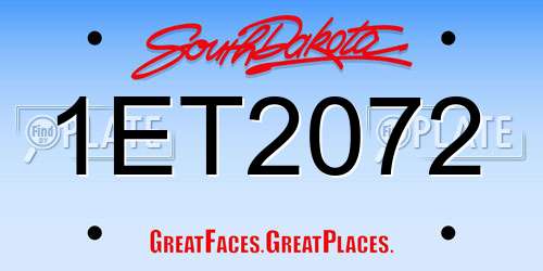 1ET2072 South Dakota License Plate