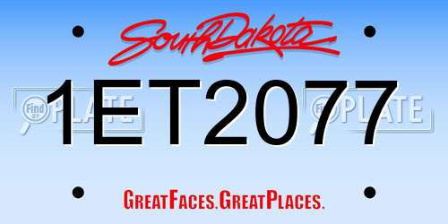 1ET2077 South Dakota License Plate