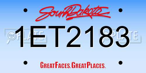 1ET2183 South Dakota License Plate