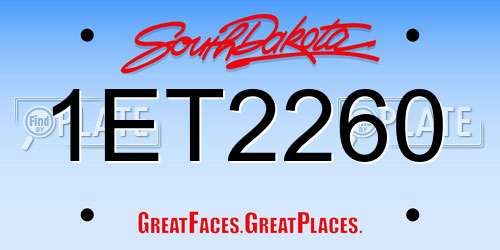 1ET2260 South Dakota License Plate