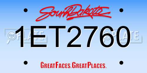 1ET2760 South Dakota License Plate