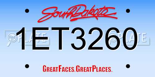 1ET3260 South Dakota License Plate