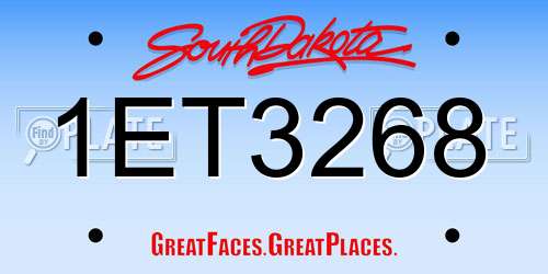 1ET3268 South Dakota License Plate