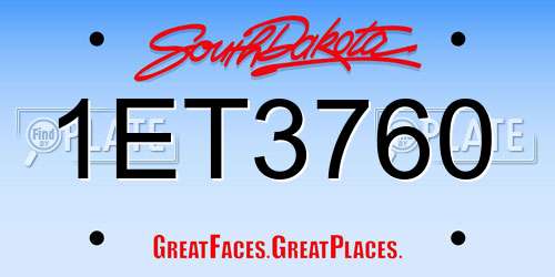 1ET3760 South Dakota License Plate