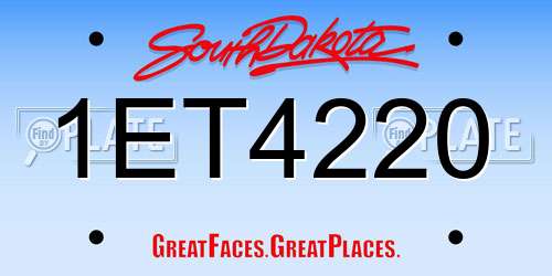 1ET4220 South Dakota License Plate