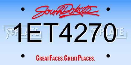 1ET4270 South Dakota License Plate