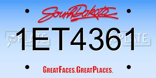 1ET4361 South Dakota License Plate