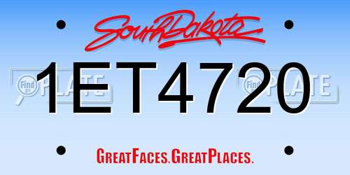 1ET4720 South Dakota License Plate