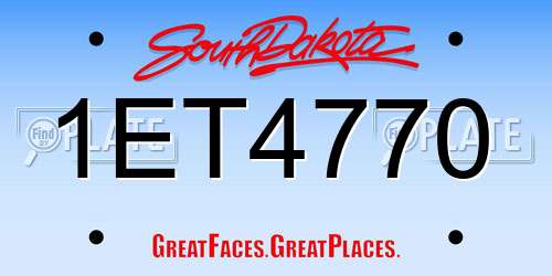 1ET4770 South Dakota License Plate