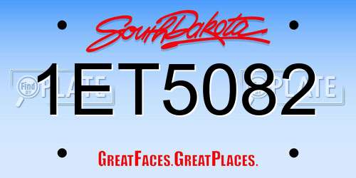 1ET5082 South Dakota License Plate
