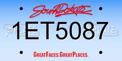 1ET5087 South Dakota License Plate