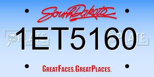 1ET5160 South Dakota License Plate