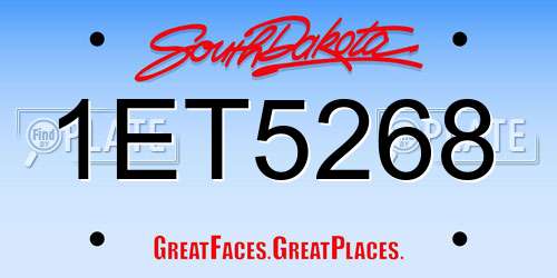 1ET5268 South Dakota License Plate
