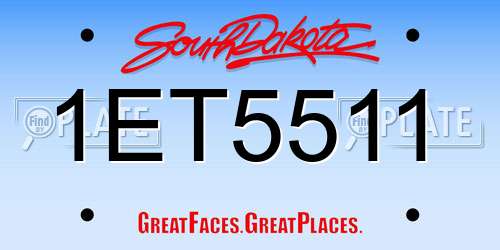 1ET5511 South Dakota License Plate