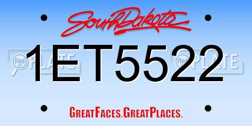 1ET5522 South Dakota License Plate