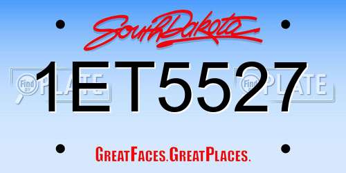 1ET5527 South Dakota License Plate