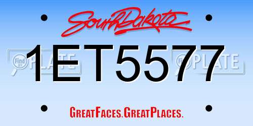 1ET5577 South Dakota License Plate