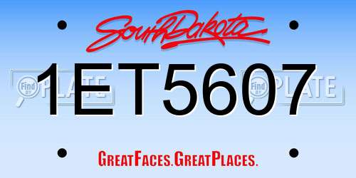 1ET5607 South Dakota License Plate