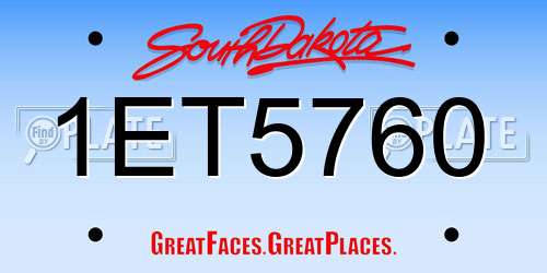 1ET5760 South Dakota License Plate