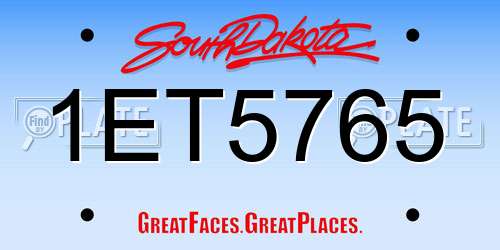 1ET5765 South Dakota License Plate