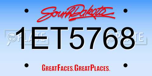 1ET5768 South Dakota License Plate