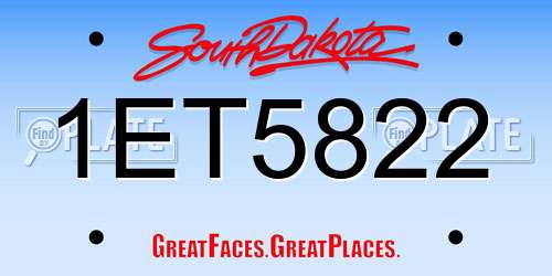 1ET5822 South Dakota License Plate