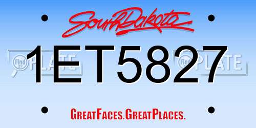 1ET5827 South Dakota License Plate